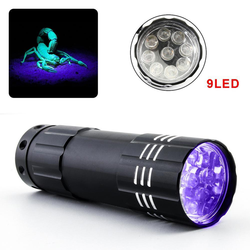 

Mini UV LED Flashlight Violet Light 9 LED UV Torch Light Lamp Battery Ultraviolet flashlight for Anti-fake Money Detector urine scorpion