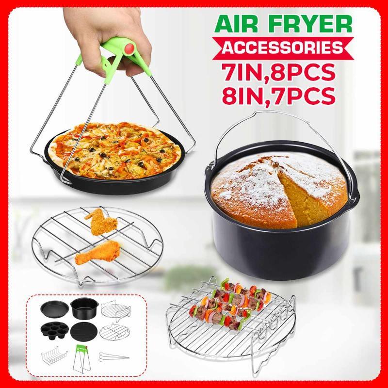 

High Quality Air Fryer Accessories Fit all Airfryer Pizza Tray Grill Toast Rack Steam Rack Insulation Pad Home Kitchen Parts