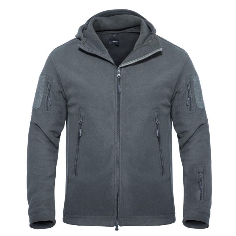 

DAFEILI tactical fleece jackets mens outdoor hiking jacket warm hooded coats outerwear, Black