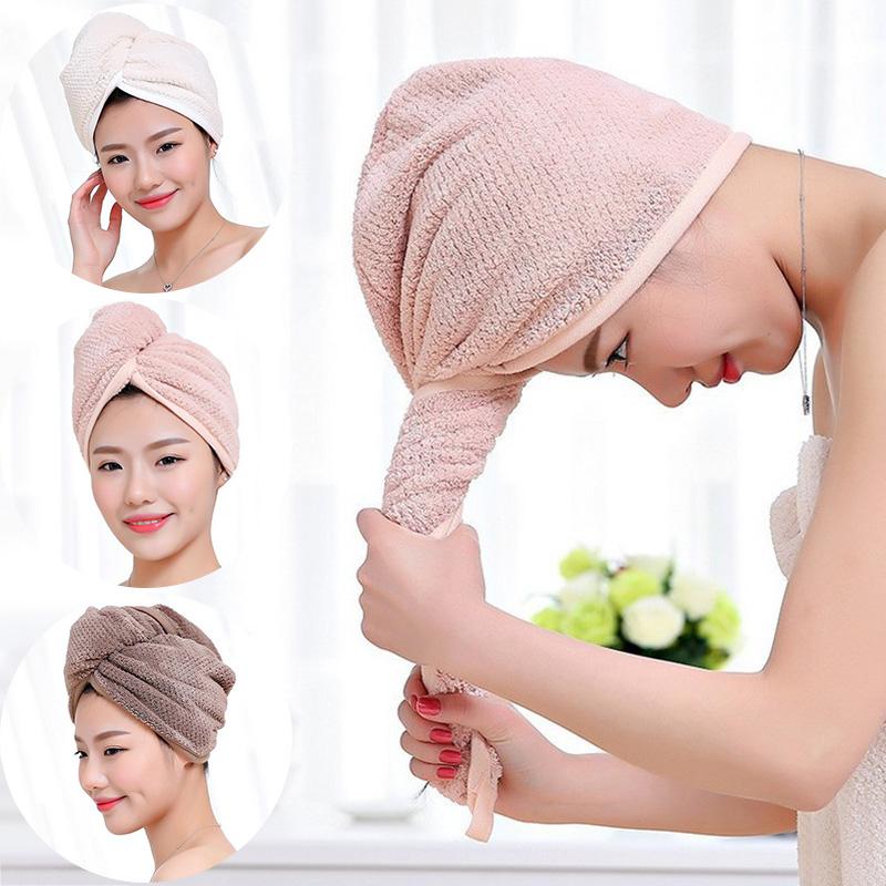 

Soft Microfiber Bath Towels Hats Quick Drying Bath Towels Shower Caps For Home Lady Women Girls Bathroom Tools Supplies