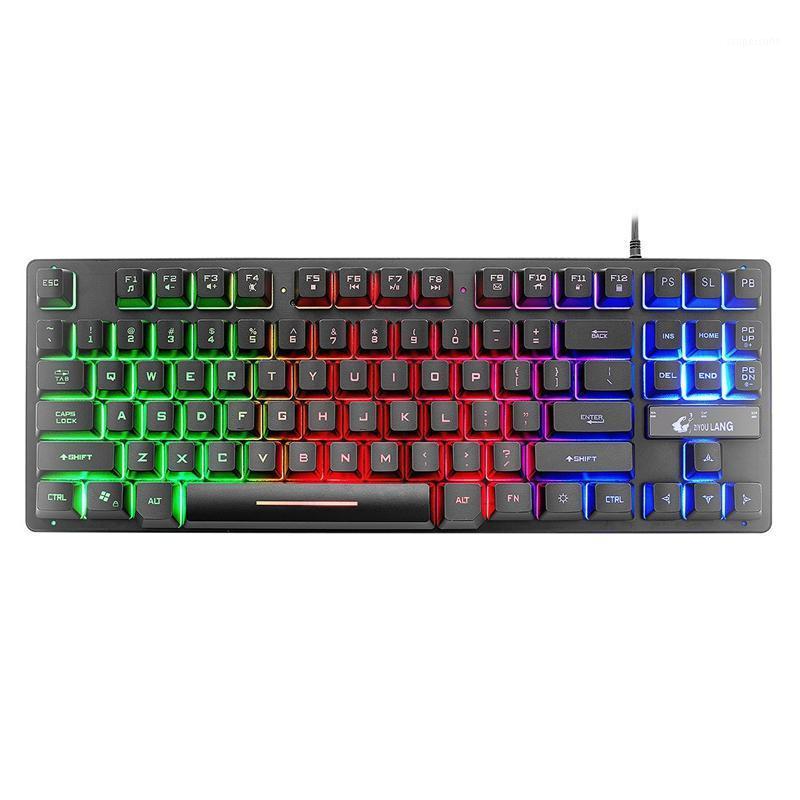 

Keyboards ZIYOU LANG K16 Wired 87-Key Gaming Robotic Keyboard With Multimedia Keys, Color Backlit LED Lights, Ergonomic USB Keyboar1