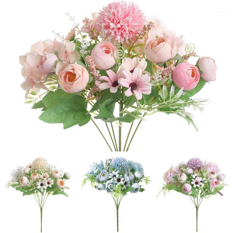 

Artificial Flowers Bouquet Bush Arrangement Colorful Buds Rose Wedding Home Decor Artificial Flowers Decorations1