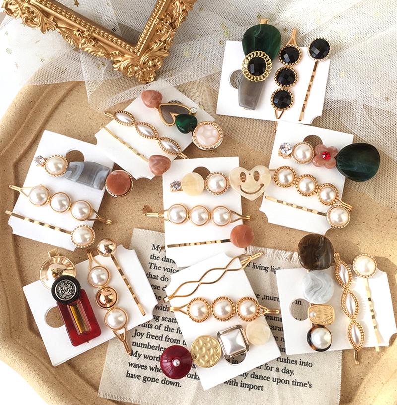 

3pcs Pearl Hair Clip for Girls Retro Barrette Acrylic Hairpins Metal Hair Clips for Women Trendy Styling Tool Hairpin stick