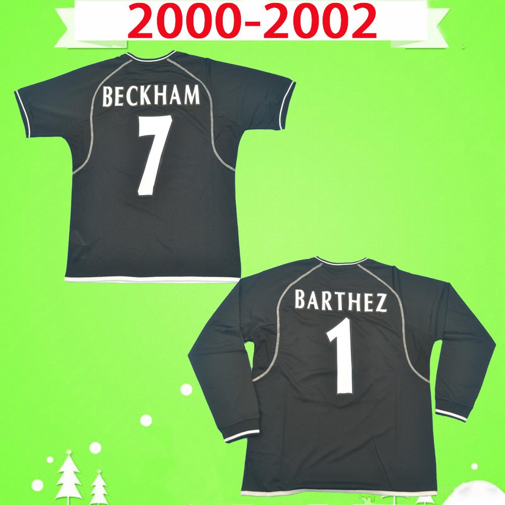 

2000 2002 goalkeeper Man Retro Soccer Jerseys 00 02 Vintage Classic utd Football Shirts #1 BARTHEZ UTD black long sleeve Manchester, Short sleeve