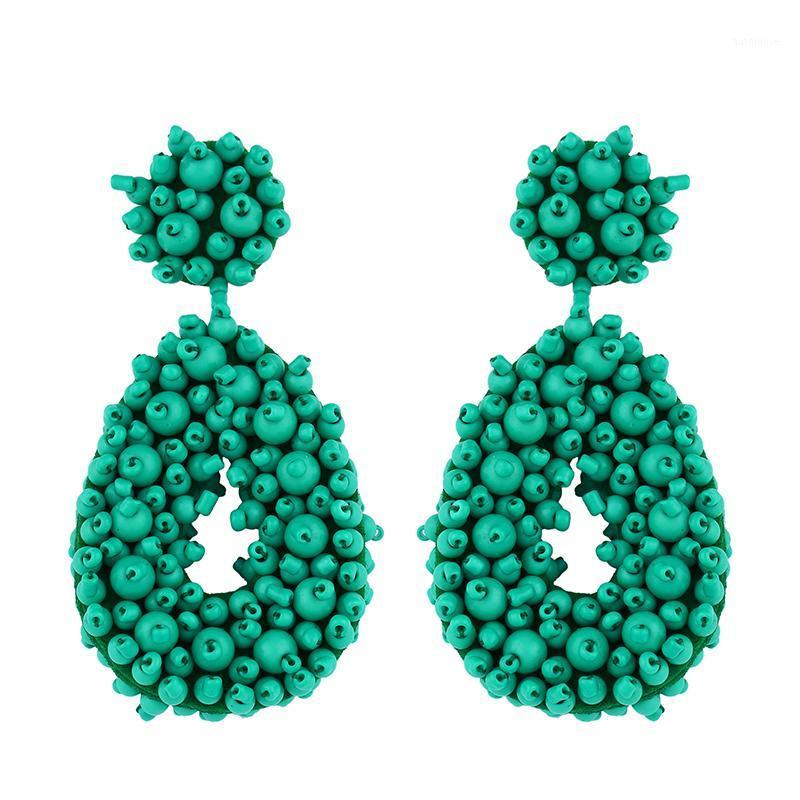

FLOLA Bohemia Drop Beads Earrings Woman Statement Handmade Beaded Earrings Dangle Bohemian Jewelry Big Pendientes ersp671