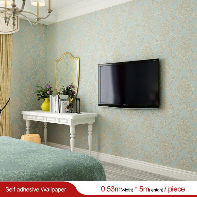 

Self Adhesive European Living Room Embossed Textured Wallpaper Rolls 3D Wall Paper Home Decor Background Damask Classic Florals, Pink