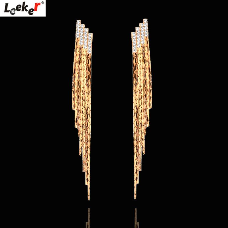 

LEEKER Vintage 7.5cm Long Tassel Drop Earrings For Women Gold Color Dangle Earring Wedding Accessories Jewelry 039 LK9