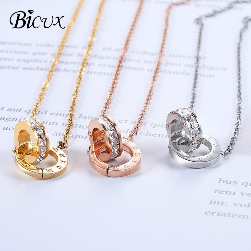

BICUX Vintage Roman Numeral Crystal Pendant Necklaces for Women Fashion Korean Geometric Link Chain Necklace Ethnic Jewelry Gift1