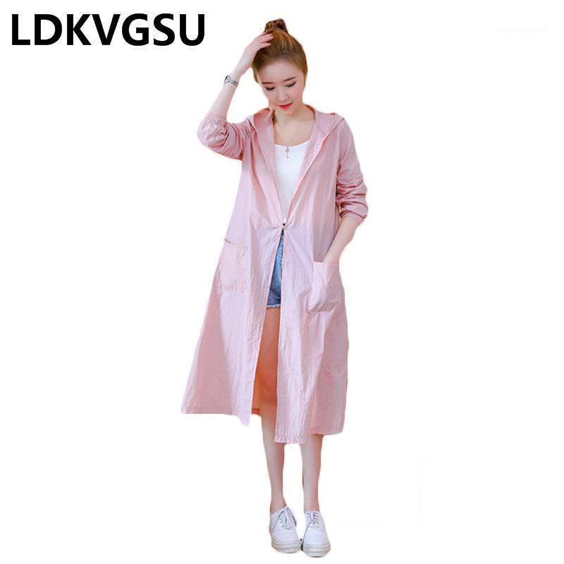 

Embroidered Sunscreen Clothing Female 2020 Spring Summer New Solid Loose Large Size Jacket Women Hooded Thin Windbreaker Is17431, Pink