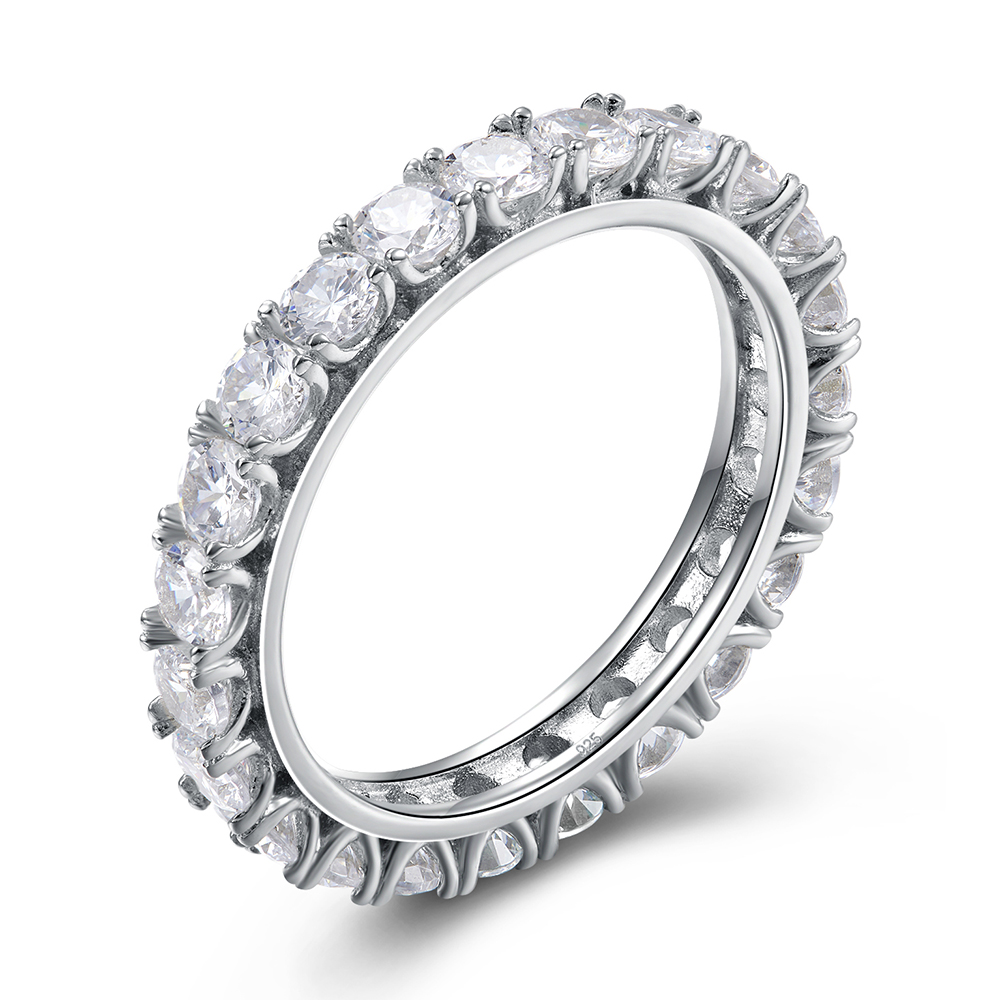 

Real 925 Sterling silver rings Full 3mm Shiny Zirconia Wedding Jewelry Engagement Jewellery Eternity Promise Tennis Ring