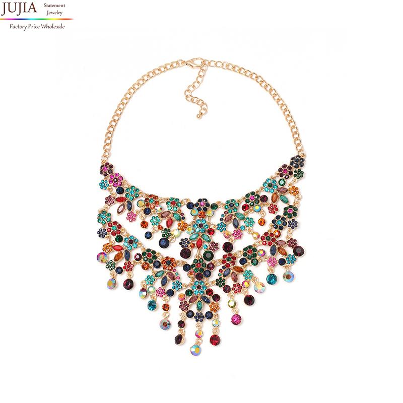 

JUJIA 2020 New Summer Long Body Necklace Chain Sexy Handmade Crystal Gem Chunky Maxi Luxury Gem Statement Necklace Femme