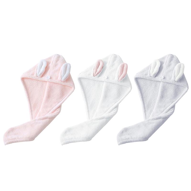 

Lovely Ears Coral Velvet Hair Towel Wrap Turban Polyester Microfibre Super Absorbent Quick Drying Bath Cap Shower