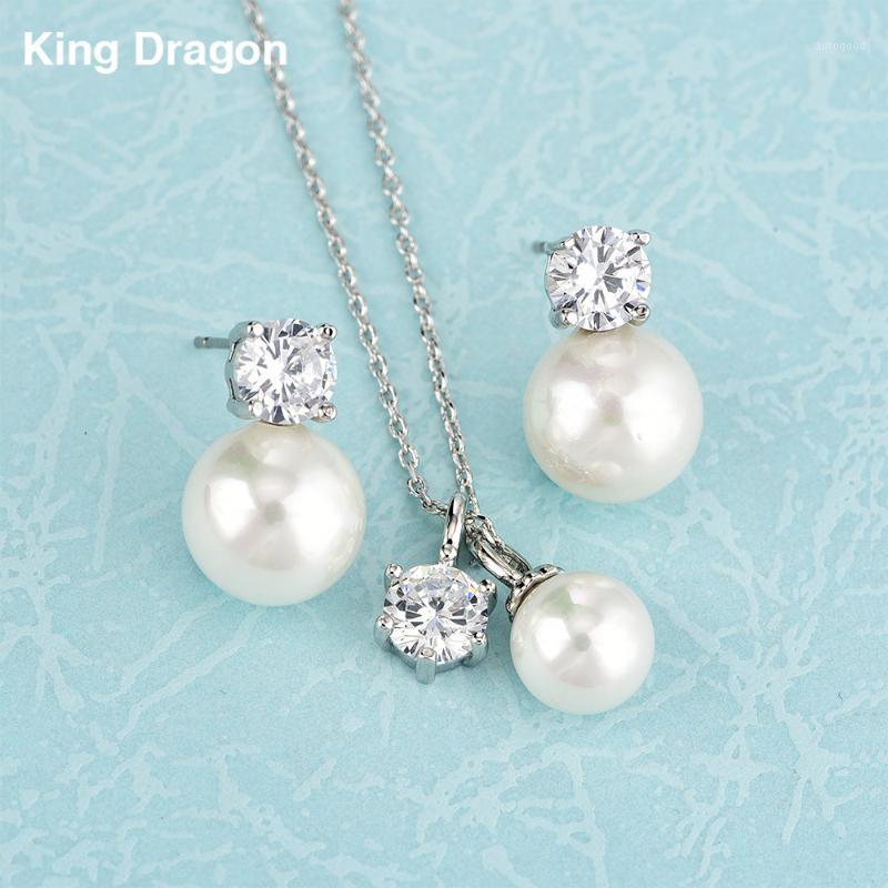

Earrings & Necklace Gorgeous Cubic Zirconia Set White Gold Color For Women Bride Jewelry Gift Adjustable Chain CZS-80071, As pic