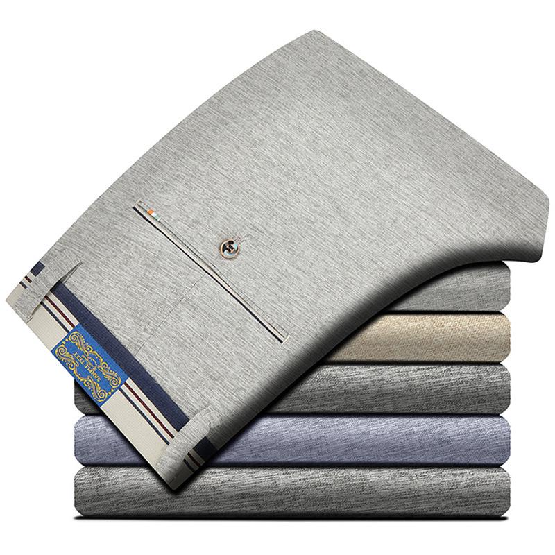 

New Fashion Casual Spring Elastic Suit Pants Men Business Pants Midlife Stylish Men's Jogger Grey Purple Trousers Male