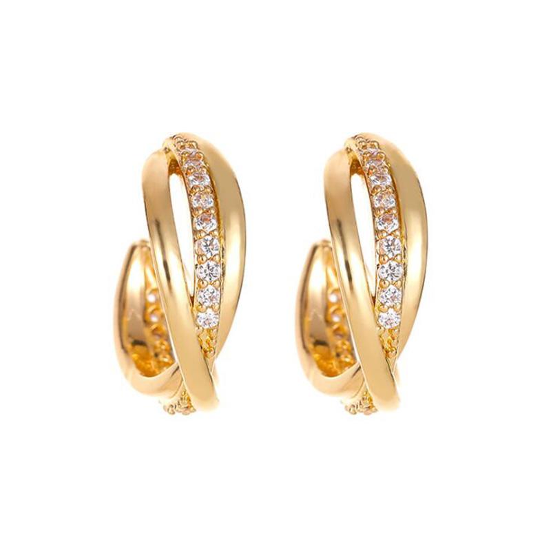 

Trendy Geometric C-Shaped Zircon Twist Drop Earrings for Women Female Gold Silver Color Hoop Circle Earings Minimalist Jewelry