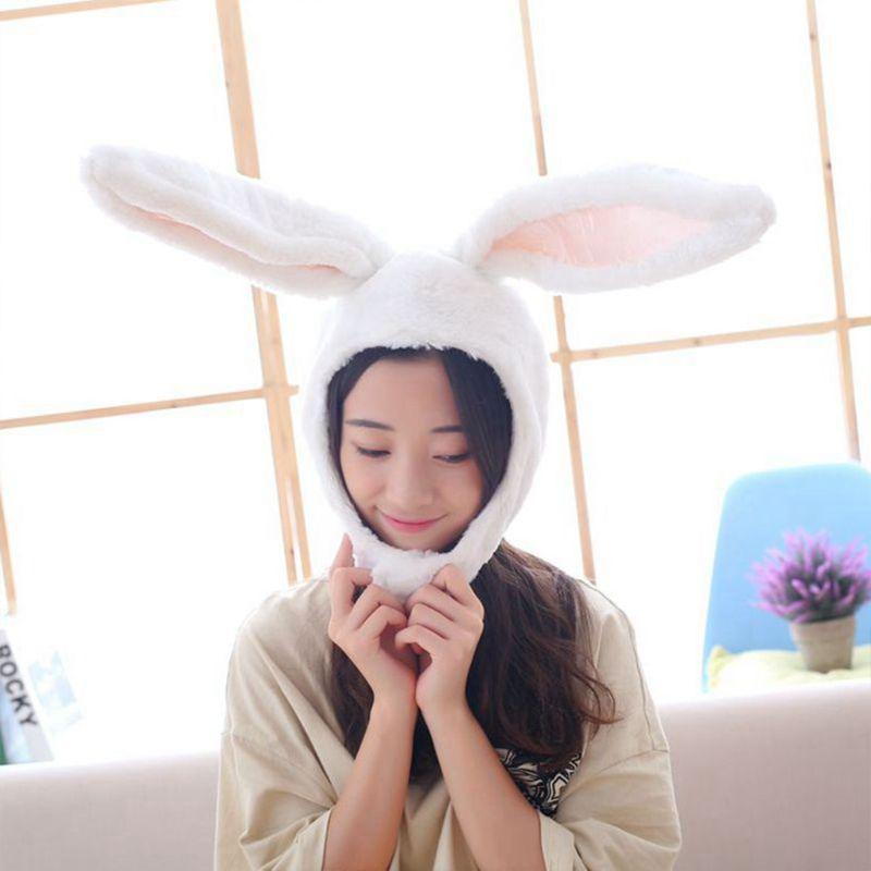 

Japanese Cute Plush Funny Eastern Ears Cap Mask Adult Kids Halloween Party Cosplay Animal Hood Hat Winter Warm Costume, White
