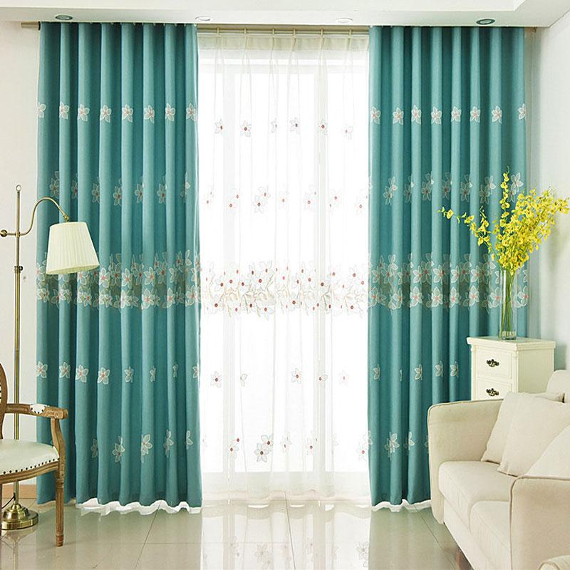 

Green Cherry Embroidery Pastoral Curtain Floral Curtains Tulle For Living Room Kitchen Bedroom Sheer Baby, White