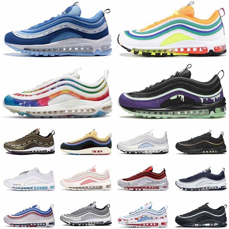 

2021 New Cushions 97s Mens Womens Running Shoes Triple White Sean Wotherspoon MSCHF x INRI Jesus Metallic Gold Sports Trainers Sneakers, D2 36-45 usa