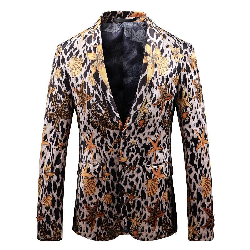 

Erkek Ropa Para Hombre Moda Designer Blazer Men Vintage Blazer Masculino Leopard Print Stylish Stage Costume Club Outfits, Picture color