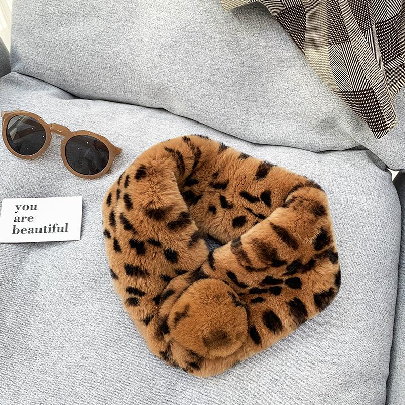 

Winter Scarf -Fur-Collar Cross Leopard-Print Colorful Thickening Women Scarf