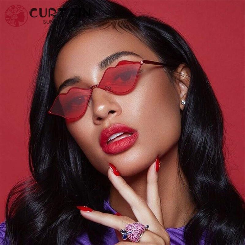

Red Mouth Shaped Sunglasses Women Anomaly Lip Shades Sunglasses Lady Unique Brand Designer Eyeglasses Transparent Ocean Lenses
