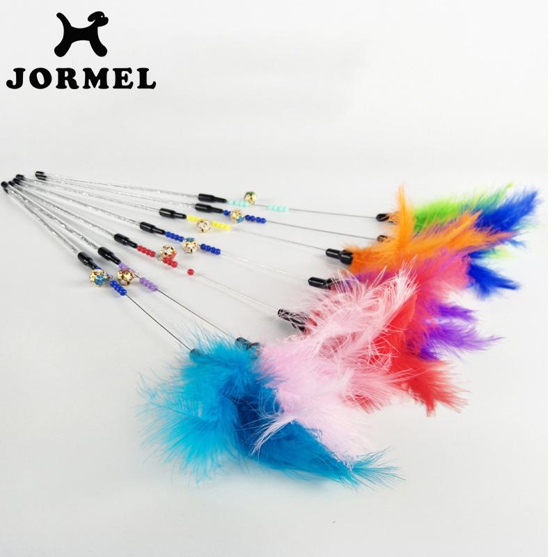 

JORMEL 10pcs Pet Cat Toy Cute Design Steel Wire Feather Teaser Wand Plastic Toy for cats Color Multi Products For pet Product
