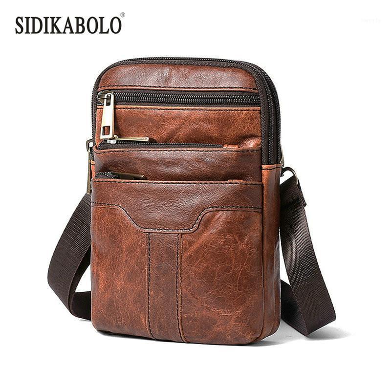 

100% Genuine Leather Vintage Waist Packs Men Travel Pack Belt Hip Bag Waist Bag Mobile Phone Pouch1, Brown