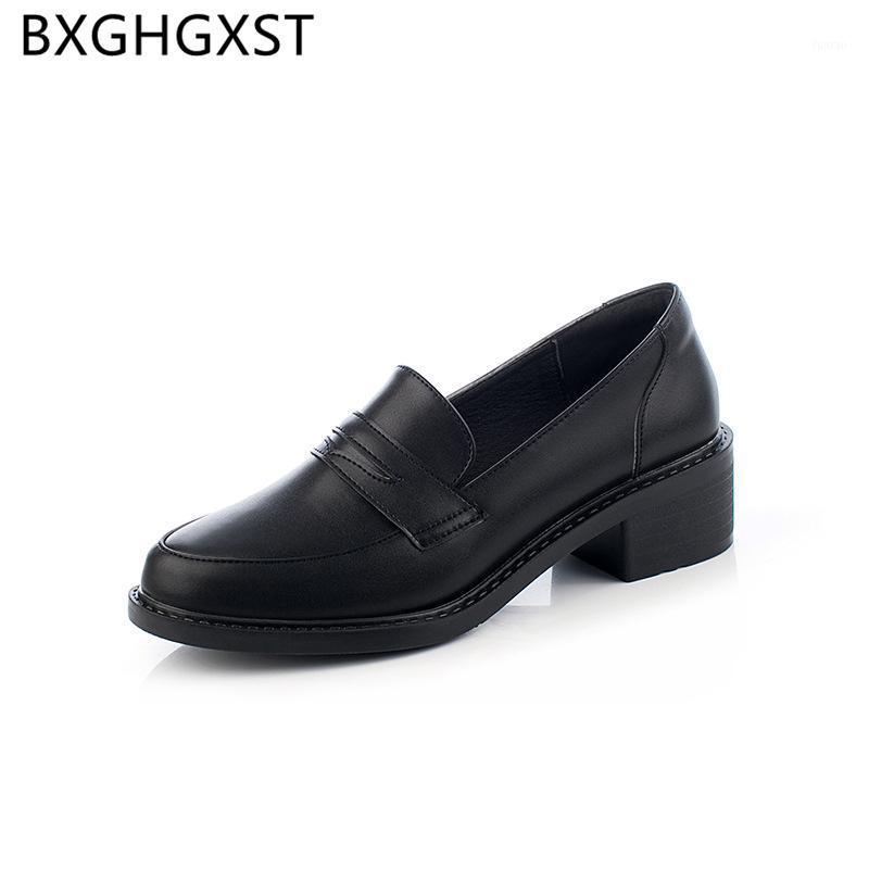 

lady shoes summer leather shoes women Comfortable block heel vintage 2020 black high heels loafers zapatillas mujer casual1, Short plush