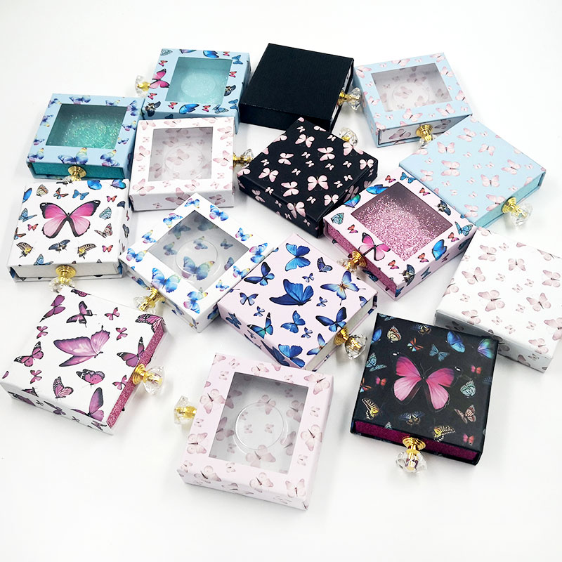 VMAE 2020 Wholesale Square Drawer Butterfly Eyelashes Packing Boxes Open Window Storage Cases Empty Boxes Custom Private Label 15 Styles-image-624759691