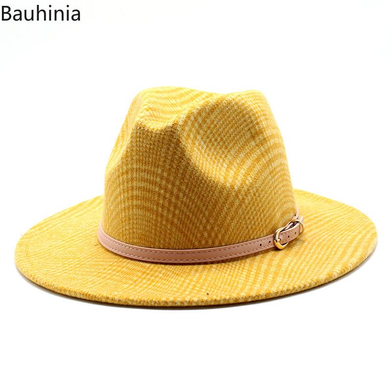 

Bauhinia 2020 Outdoor Casual Sun Hats Winter Autumn Woolen Women Men Fedoras Top Jazz Hat European American Round Caps