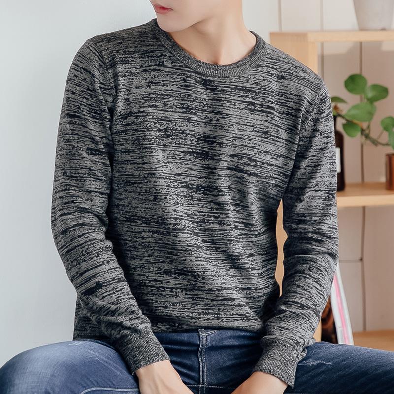 

Autumn/winter new men's crew-neck pullovers mixed color series fashion versatile large size 2XL.3XL, Black