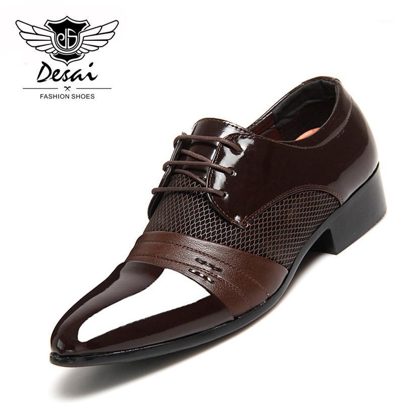 

DESAI 2020 New Men's Business Dress Shoes Plus Size 38-47 Pointed Shoes Men Formal Office Flat Wedding Male1, Brown