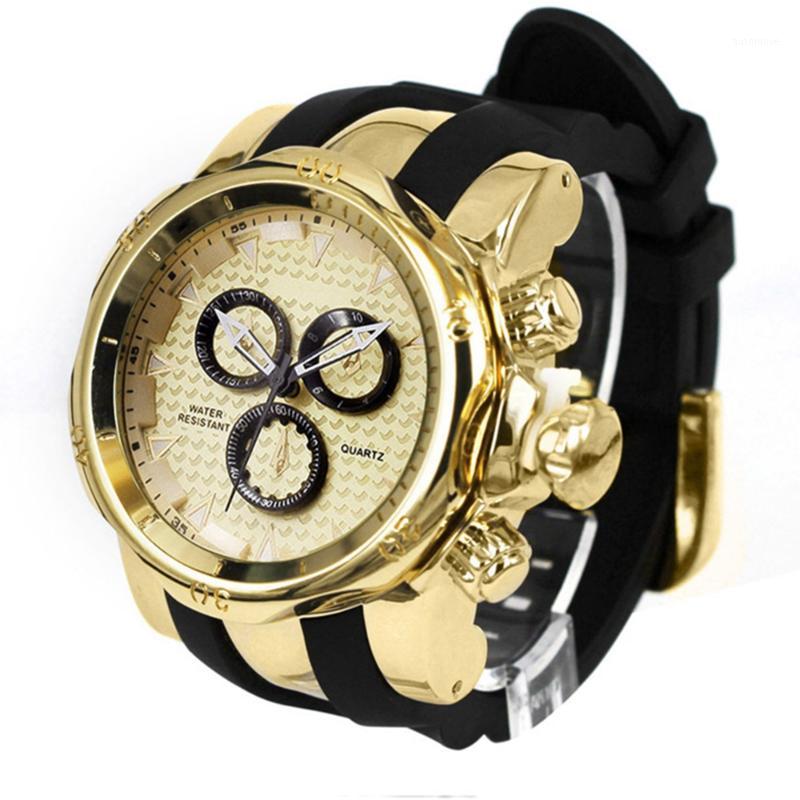

SHHORS Mens Watches Top Brand Rubber Big Watch Men Sports Relogios Waterproof erkek saat Quartz Wristwatch Mens1, 80085-gold