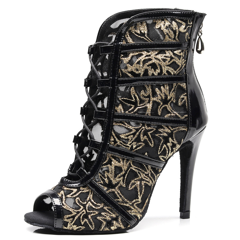 

Jazz Ballroom Outdoors Size Woman Lattin'dancing Shoes Ladies Tap Heel Golden Rubber Dance Boots Fc73, Two inches heel. 1