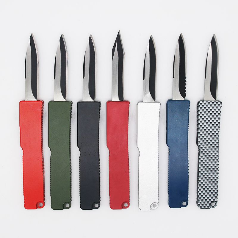 

mini Key buckle knife aluminum T6 pocket Folding mini cutting tool tactical automatic auto knife self defense knife flashlight C81