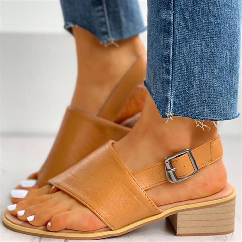 

Women's Brand New Mid Heels Flip Flops Gladiator Casual Sandals Shoes zapatos de mujer 2021 women sandals, Brown