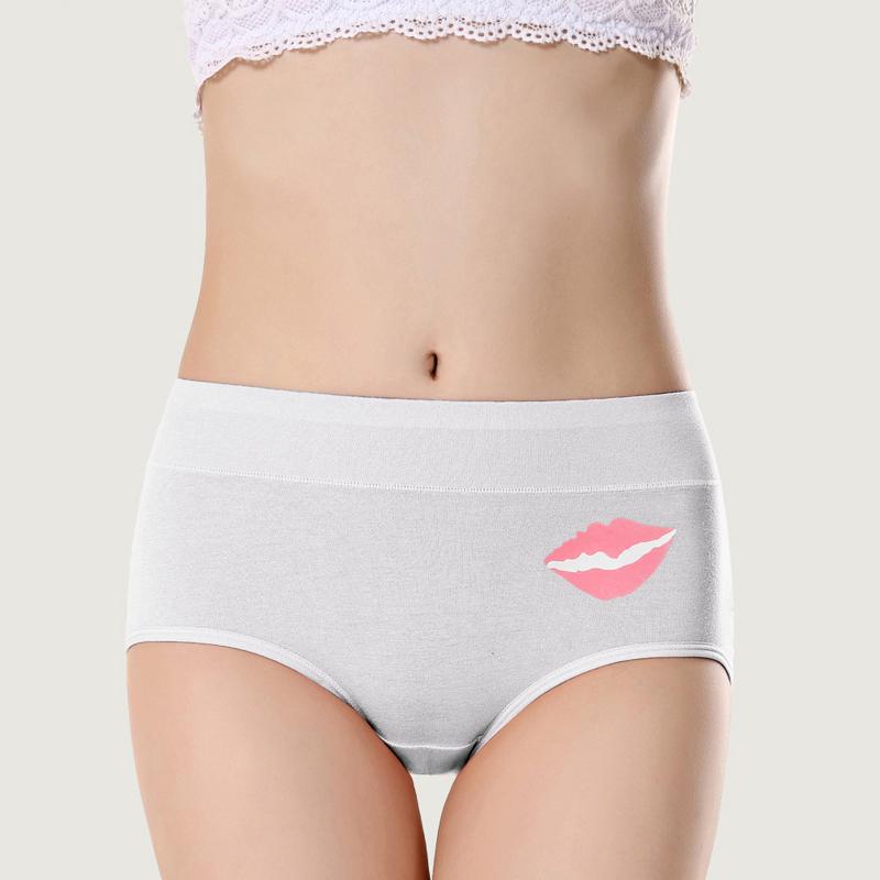

Women Fashion sexy Pants Low Waist Tummy Control Lip Print Panties Underwear Comfortable Panties Leak Proof Physiological Pants, Gray