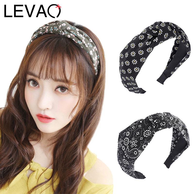 

LEVAO Printed Satin Headband Hair Band Bezel Knotted Turban Sweet Style Women Hairbands Girls Accessories Head Hoop Hair Jewelry
