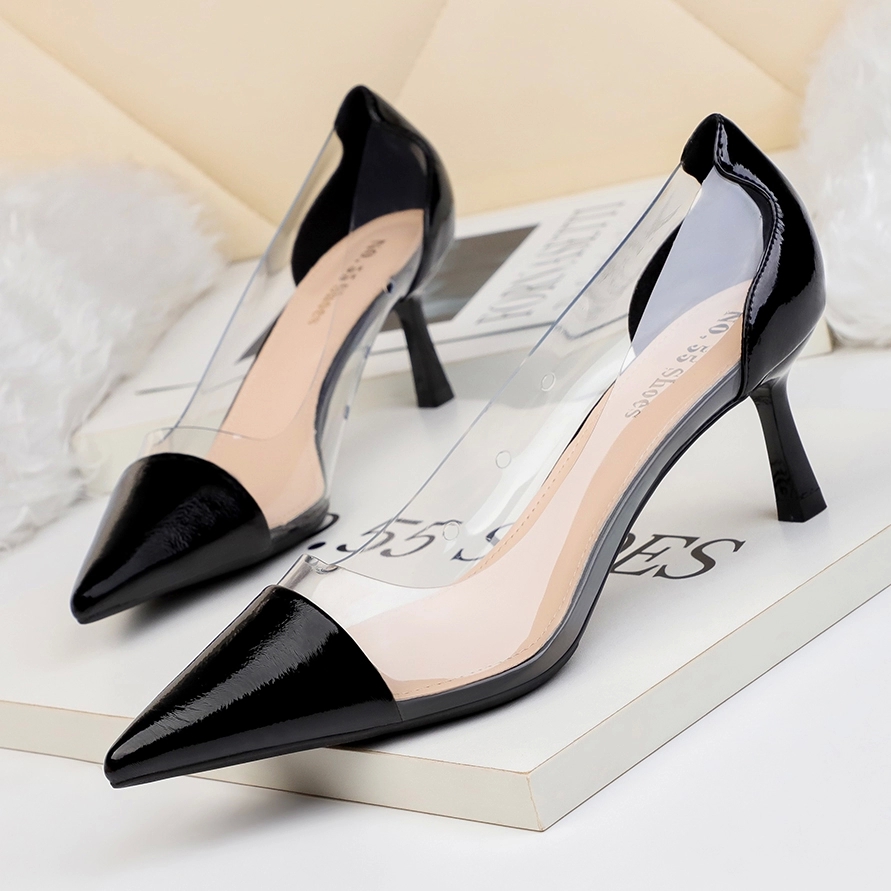 

2020 New Women Pumps 6cm High Thin Heel Pointed Toe Shallow Sexy Office Ladies Women Shoes Apricot Female High Heels Pumps #bF63, Black
