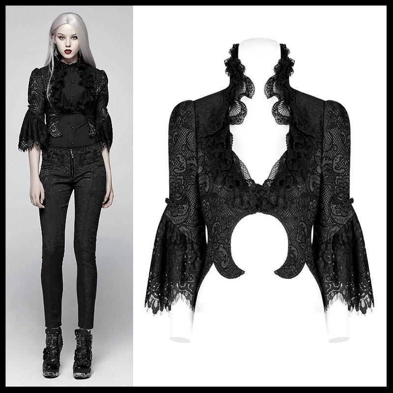 

Women Gothic Black Short Sleeve Jacquard Dress Coat Victorian Retro Lace Jacket Fashion Evening Party Short Jacket, Jw113
