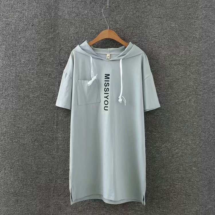 

Xl-4xl Plus Size Women with Hoods Summer Casual Tshirts Manga Short Letter Printed Black Long Blue Shirts F97w, Green