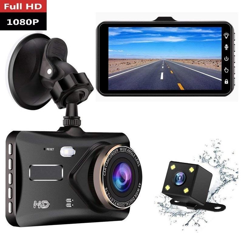 

1080P HD Driving Recorder 4'' Dual Lens Front & Rear View Touch Screen Camera Dashboard DVR Dash Cam Drive Car Night Vision