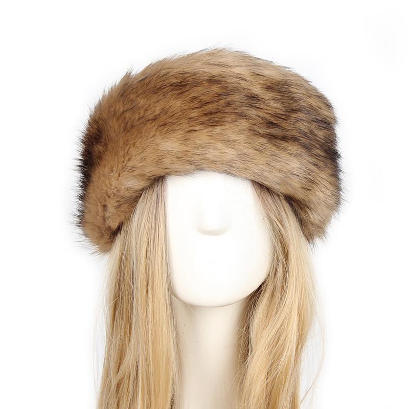 

Women Fur Hat Winter Thick Warm Fluffy Fur Russian Caps Faux Head Band Bomber Hat New Fashion Female Ski Caps, As picture