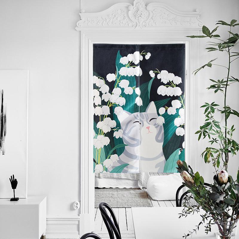 

Cartoon cat door curtain plant half curtain art bedroom home decorative living room kitchen hanging bathroom partition