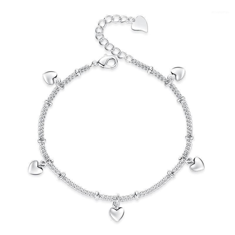 

Korean Bracelet Silver Plated Heart Charms Bracelet Heart Tassel Bracelets For Women Boutique Bracelets & Bangles Jewelry O2341