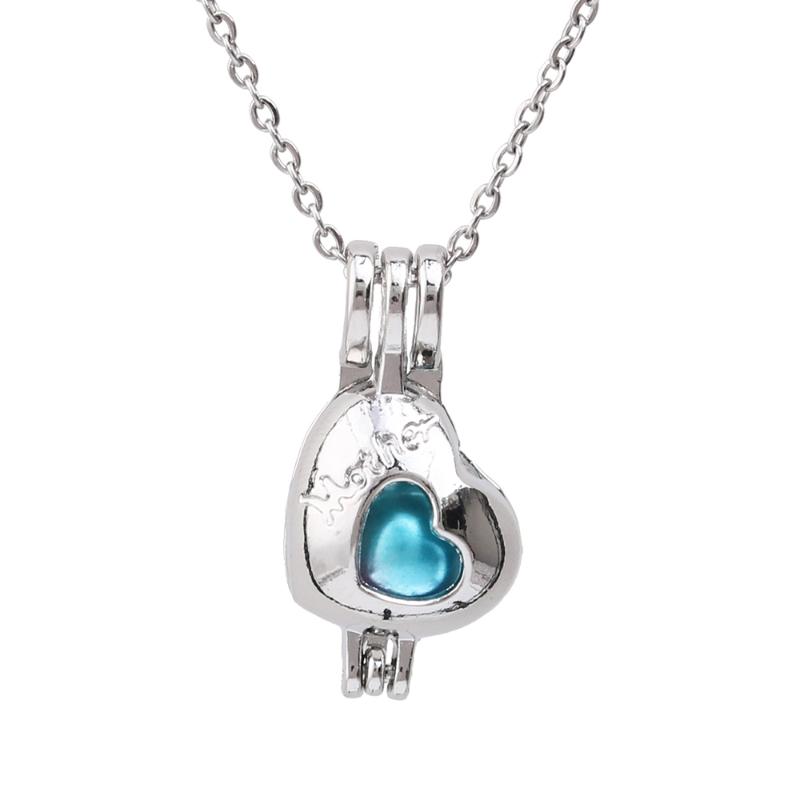 

1pc Silver Plated Mini Love Mother Pearl Cage Pendant Necklace Oyster Pearl Jewelry Essential Oil Diffuser Lockets Fun Gift