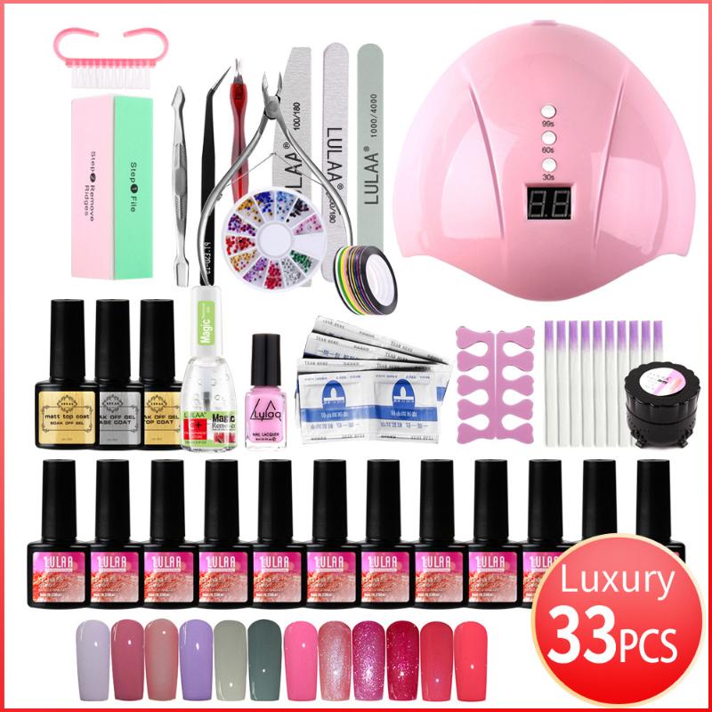 

Nail Set For Manicure UV LED Lamp Dryer With 2/12 pcs Nail Gel Polish Kit Soak Off Manicure Tools Sets Electric Drill
