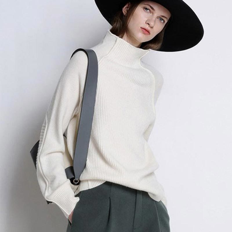 

Hot selling women' blouses 100% cashmere and woman sweaters warm winter turtleneck ladies'top wool clothes, White