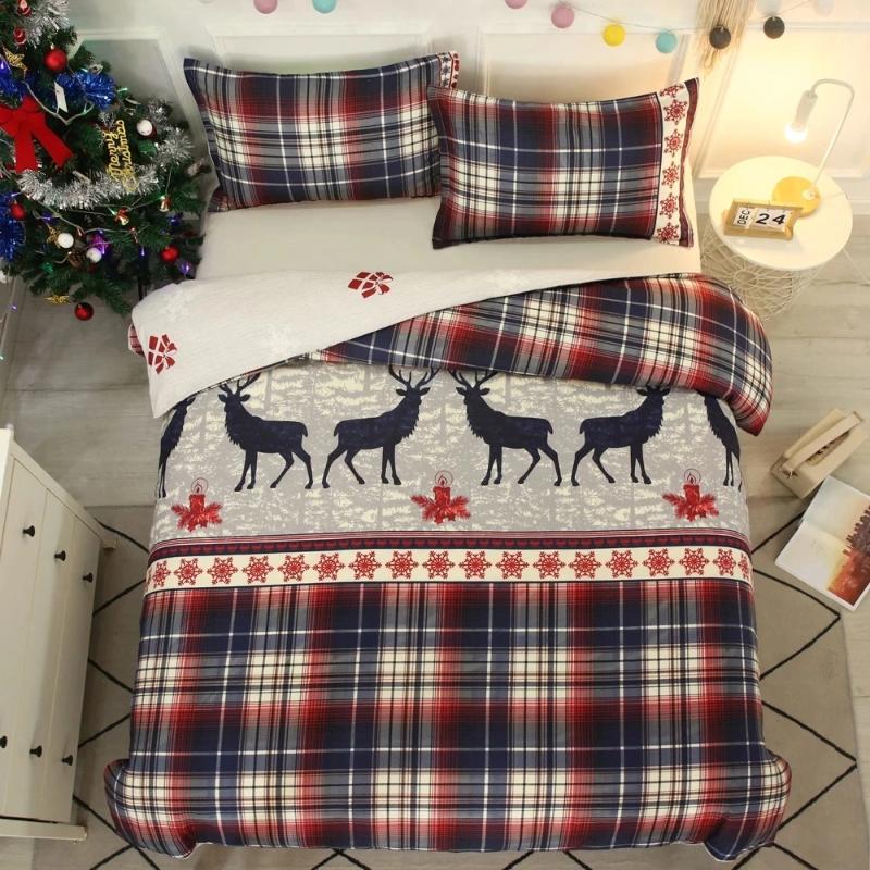 

3pcs Hot Christmas Bedding Set Snowflakes Christmas Tree Elk Home Bedding Sets Duvet Cover Warm Bed Sheet Set Hotel Decoration
