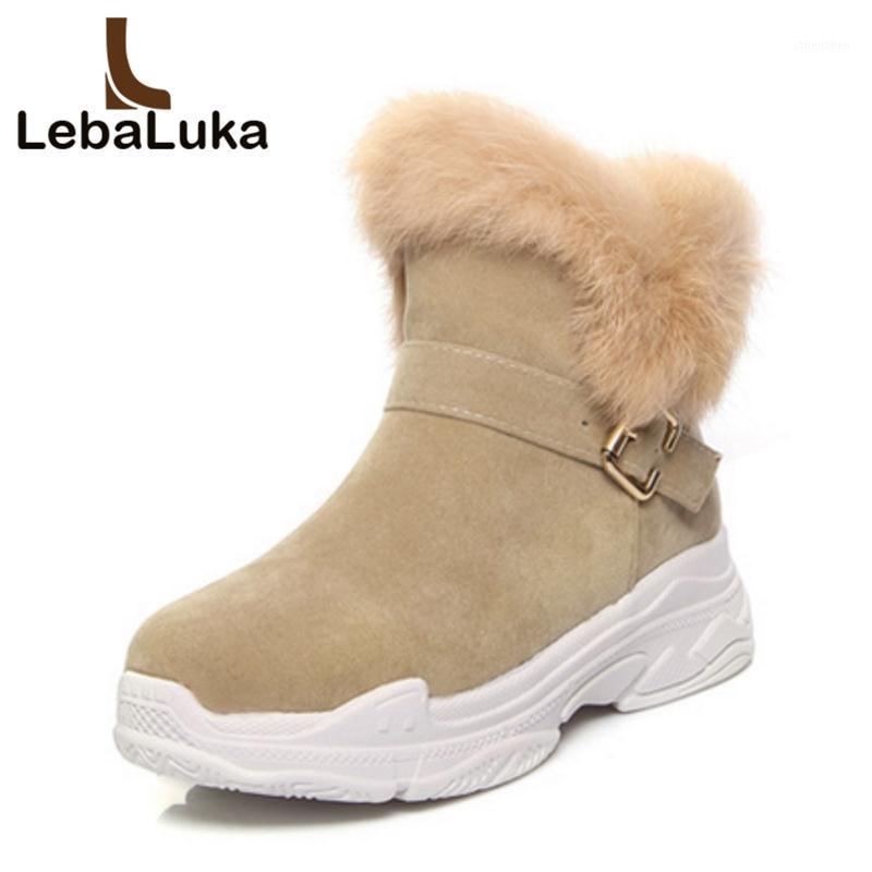 

Boots Tuyoki Women Ankle Winter Plush Fur Warm Shoes Woman Buckle Round Toe Snow Fashion Platform Size 34-431, Black